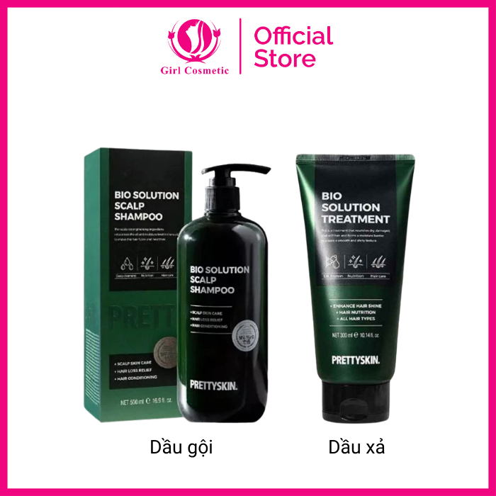 Bộ dầu gội xả thảo dược chống rụng tóc Bio Solution Scalp Prettyskin 500ml