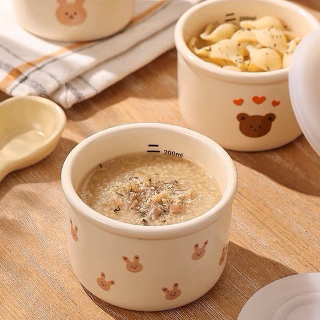 Hũ sứ đựng đồ ăn dặm cho bé, hũ sứ nấu cháo ăn dặm cho con phong cách Hàn Quốc