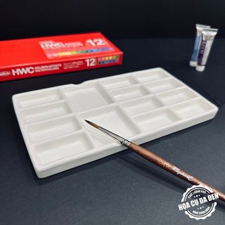 [DA ĐEN] Khay Pha Màu Hoa Mai Sứ - Palette Sứ Ceramic