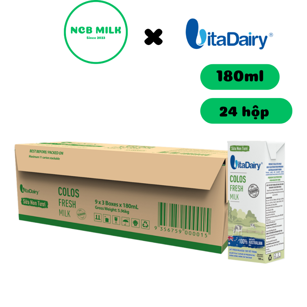 Sữa Non Tươi Colos Fresh Vitadairy 180ml - Thùng 24 hôp