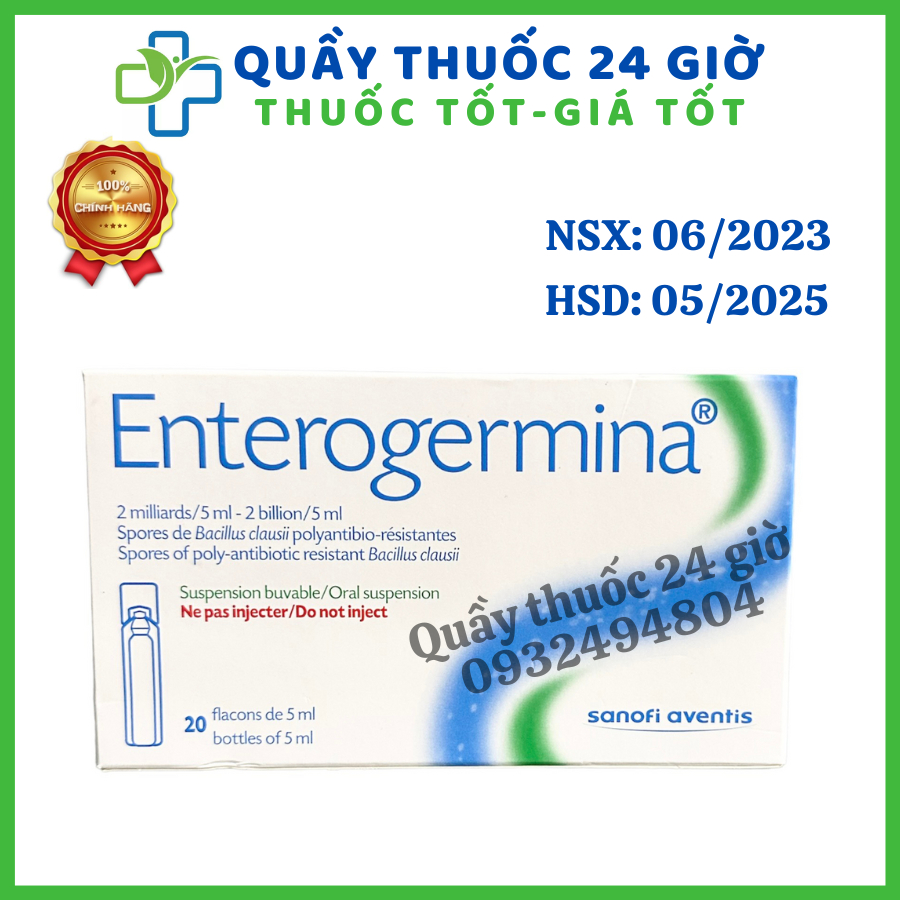 Men vi sinh Enterogermina Ý hộp 20 ống