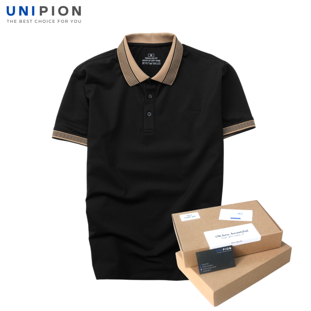 Áo polo nam UNIPION họa tiết cổ cotton CVC thấm hút, co giãn, thoáng mát kiểu dáng trẻ trung, năng động - AT176