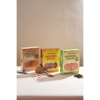 Combo 3 hộp bánh gạo lứt OHSAWA ZOZIN 125g mix vị Nguyên bản, rong biển, mè đen - Ăn vặt giảm cân không lo béo