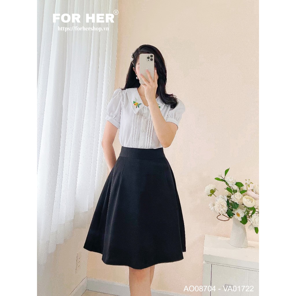 Áo kiểu FOR HER cổ sen thêu hoa AO0870