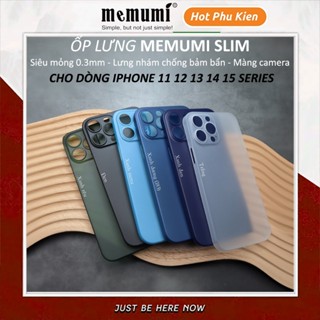 Ốp lưng nhám iPhone 16 15 14 13 12 11 Pro Max 14 15 Plus Memumi Slim siêu mỏng 0.3mm, màng bảo vệ camera, chống bẩn