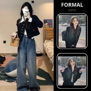 Áo khoác dạ tweed nữ 2 lớp dày dặn có độn vai