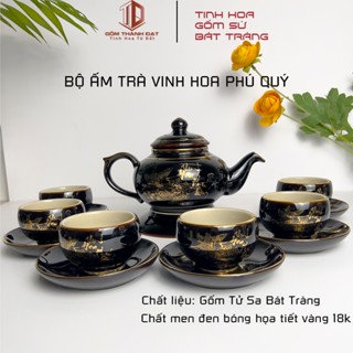  Bộ Ấm Trà Vinh Hoa Phú Quý Dáng Tròn Bộ Ấm Chén Uống Trà Cao Cấp Quà Tặng Biếu Hiếu Hỉ 