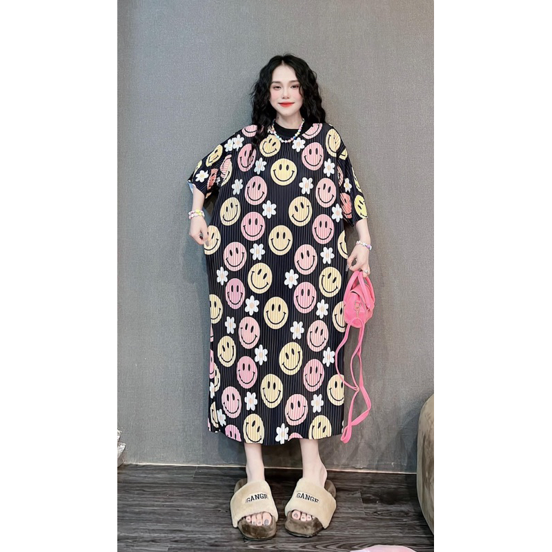 Đầm suông thun thái xếp ly dáng dài freesize váy form rộng trendy