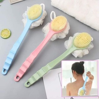 Cây cọ lưng kèm bông tắm tạo bọt 2in1 kiêm bàn chải chà lưng