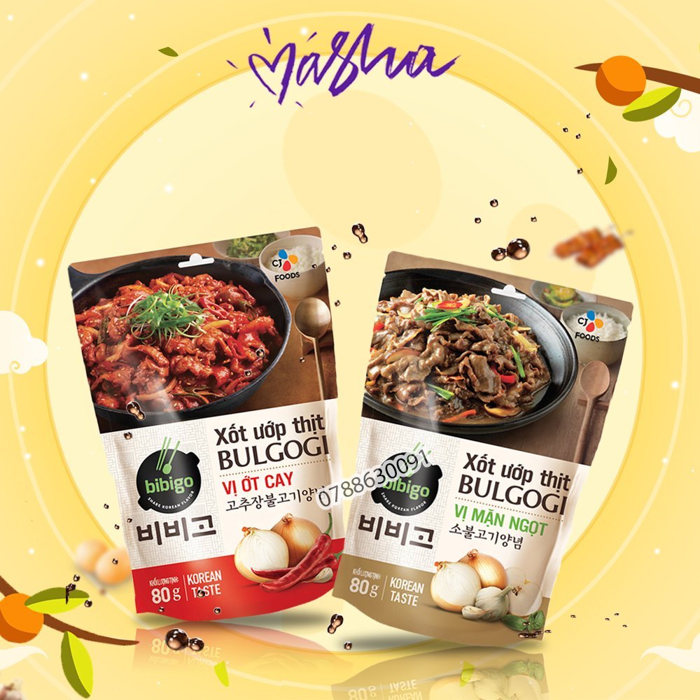 Sốt ướp thịt Bulgogi Hàn Quốc thương hiệu Bibigo gói 80g (2 vị)