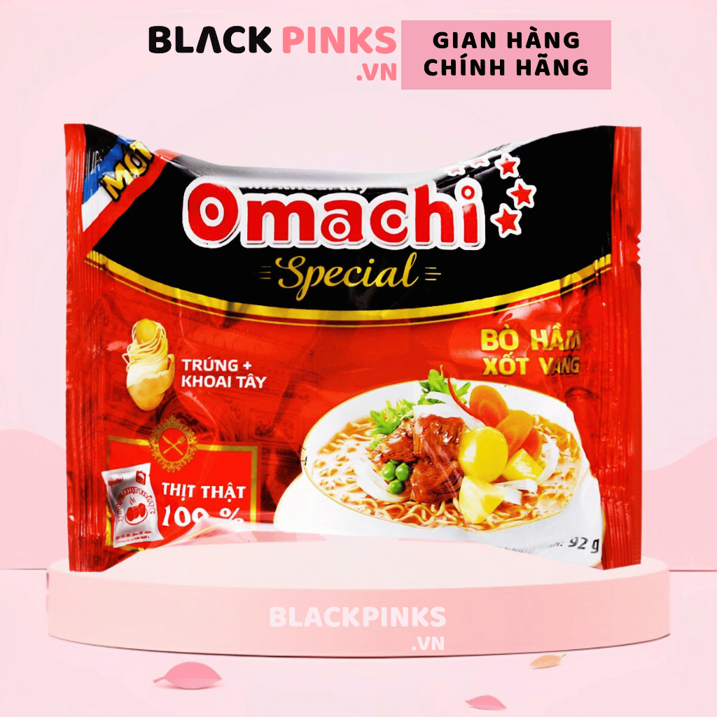 Mì khoai tây Omachi Special bò hầm xốt vang gói 92g (có gói thịt thật)