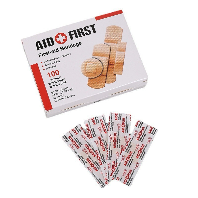 Hộp 100 Miếng Băng Gâu AID FIRST, Băng Cá Nhân Dán Vết Thương Đủ Kích Cỡ