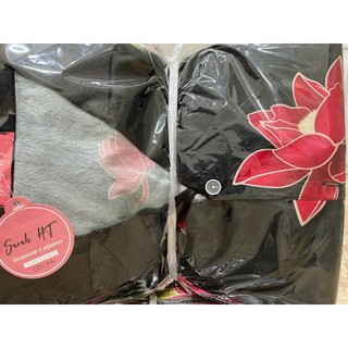 PYJAMA NỮ LỤA XƯỚC HOA ĐỎ ĐEN - đồ bộ mặc nhà