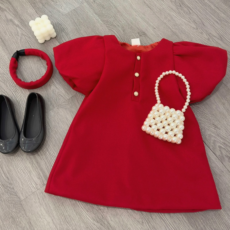 Set váy dạ 3in1 màu đỏ bé gái