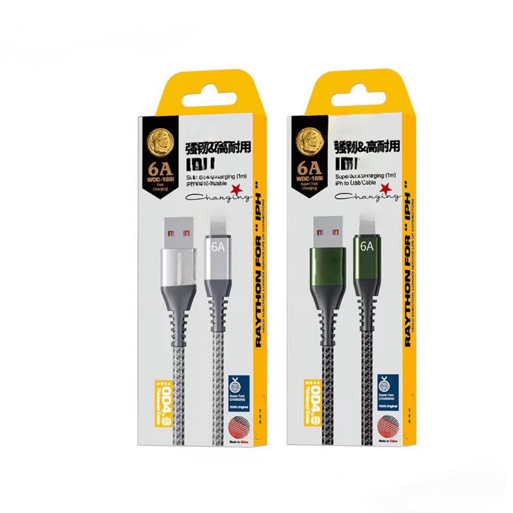 Cáp Sạc Nhanh 6A WDC-169  Bọc Dù chắc chắn Dành Cho Điện Thoại chân sạc micro, type C và IOS- PHỤ KIỆN TOÀN CẦU
