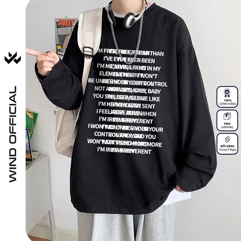 Áo thun tay dài WIND phông unisex form rộng LYRIC thời trang sweater nam nữ oversize