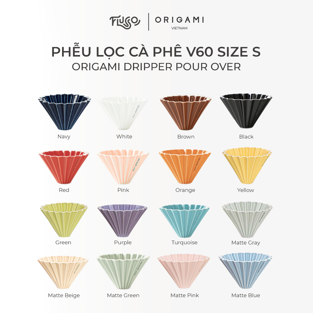 Phễu Sứ ORIGAMI Size M - Phễu Lọc Cà Phê V60 Pour over