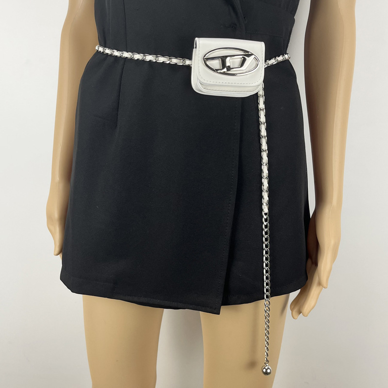 Túi Đeo Hông Mini In Chữ D Phối Dây Đeo Sợi Xích Phong Cách Thời Trang Mới Cho Nữ HOT