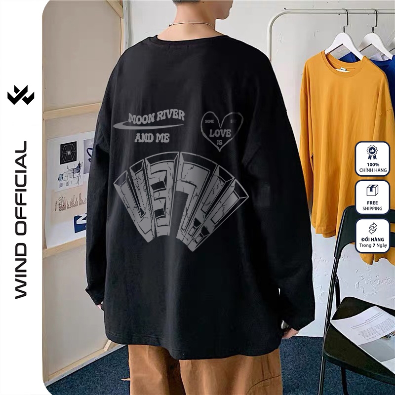 Áo thun tay dài WIND phông unisex form rộng MOON thời trang sweater nam nữ oversize