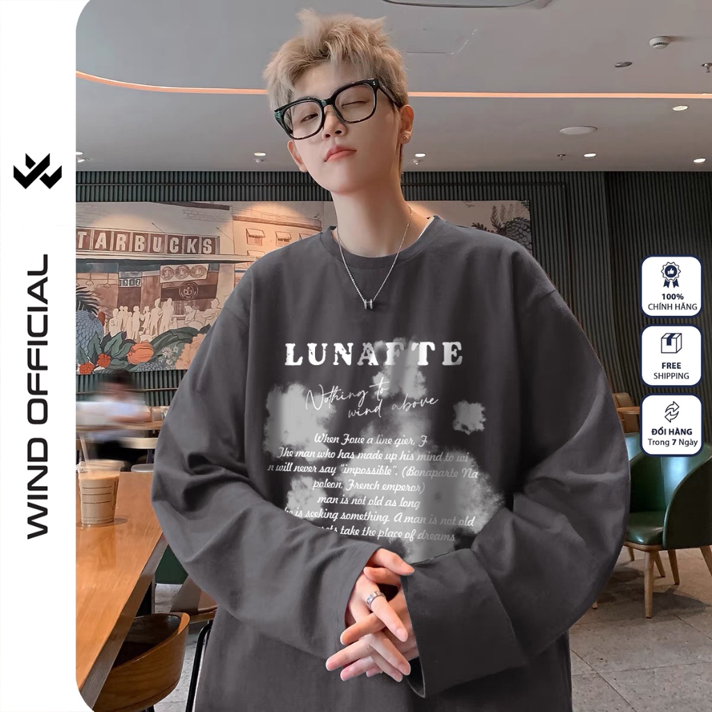 Áo thun tay dài WIND phông unisex form rộng LUNA thời trang sweater nam nữ oversize