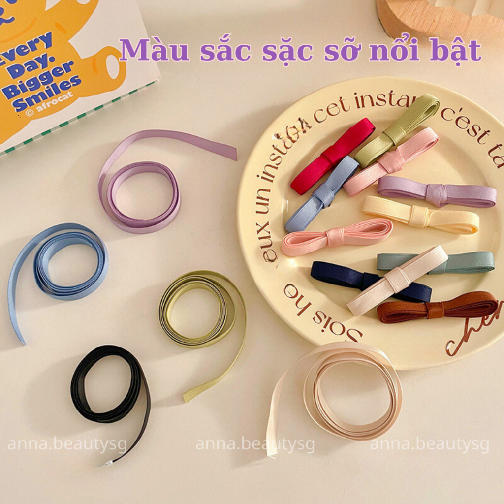 Dây ruy băng cột tóc dài nhiều màu sắc, dây ruy băng dễ thương phong cách y2k