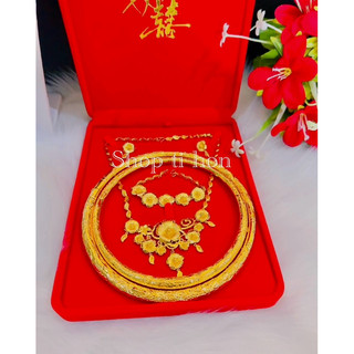 Set bộ trang sức cưới cô dâu 5 món xi vàng 24 mẫu mới về