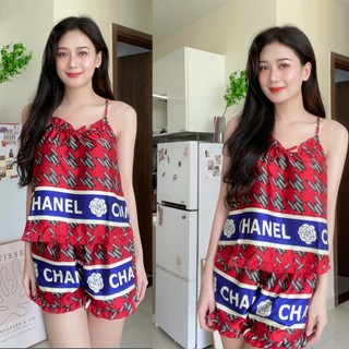 đồ ngủ 2 dây, sét áo 2 dây lụa satin