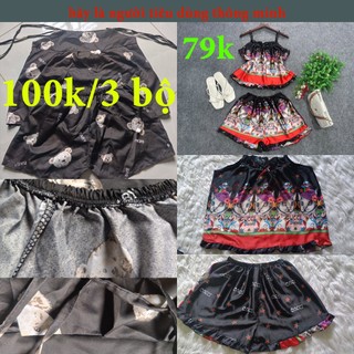 đồ ngủ 2 dây, sét áo 2 dây lụa satin