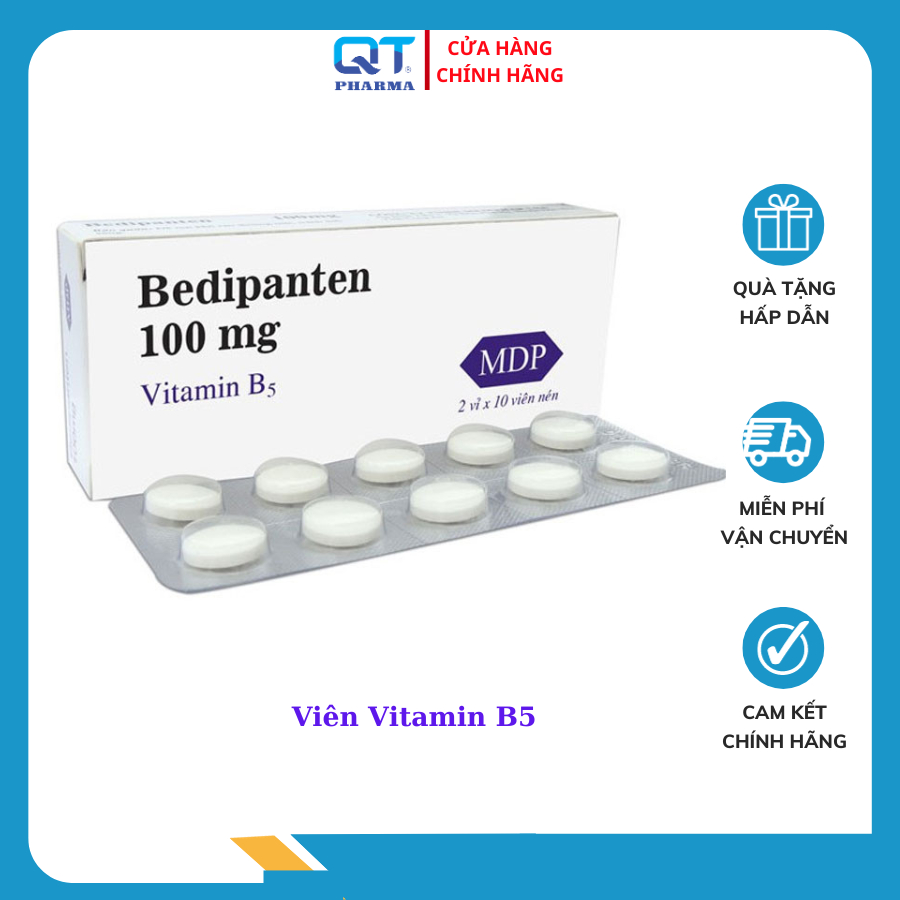 Viên Vitamin B5 Bedipanten (Hộp 20 Viên) - Giảm Rụng Tóc, Dầu Nhờn Trên Da, Kích Thích Mọc Tóc, Giúp Móng Chắc Khỏe