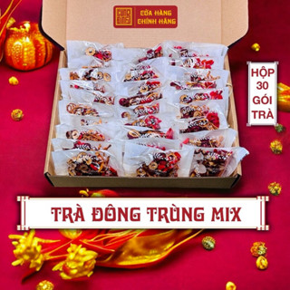  Set 30 gói Trà đông trùng táo đỏ kỳ tử Cung Đình - Hộp quà Tết 2025 set quà tặng sinh nhật người thân bạn bè 