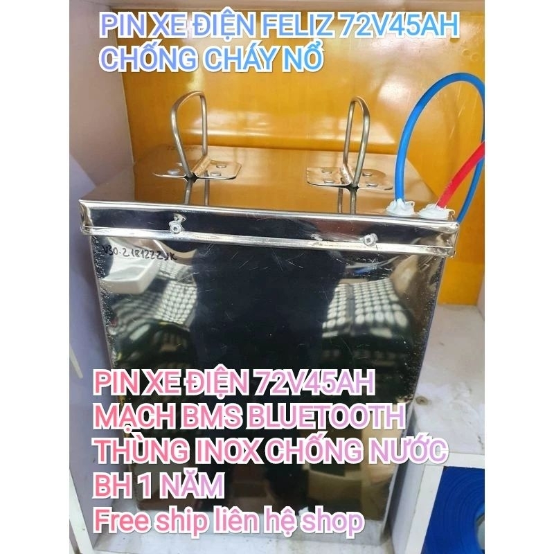 Pin xe điện Feliz 72V45AH Bluetooth kèm sạc nhanh theo pin