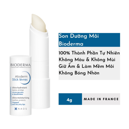 Son Dưỡng Làm Dịu Môi Khô, Nứt Nẻ Bio Atoderm Stick Levres 4g
