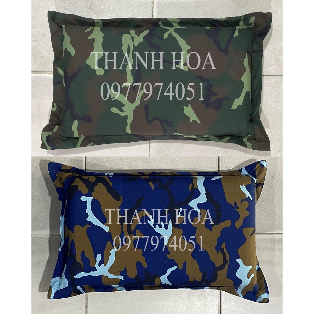 Gối mút hơi in loang màu xanh hàng chuẩn cấp phát TCHC
