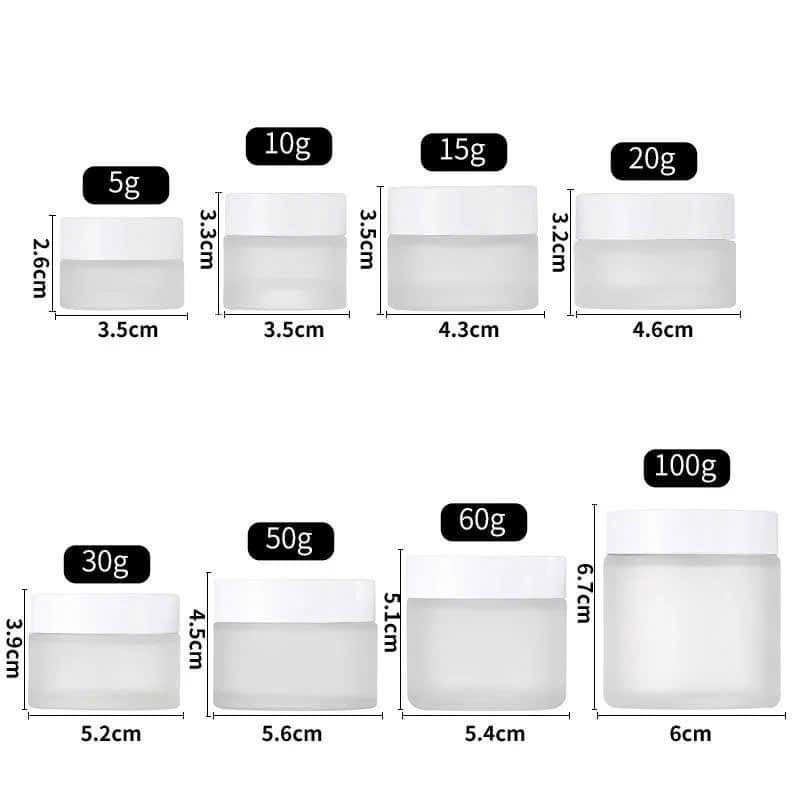 Hủ Đựng Kem Thủy Tinh Mờ NẮP TRẮNG  Đựng Kem Face Spa - Bột Nghệ - Bột Dưỡng Thể