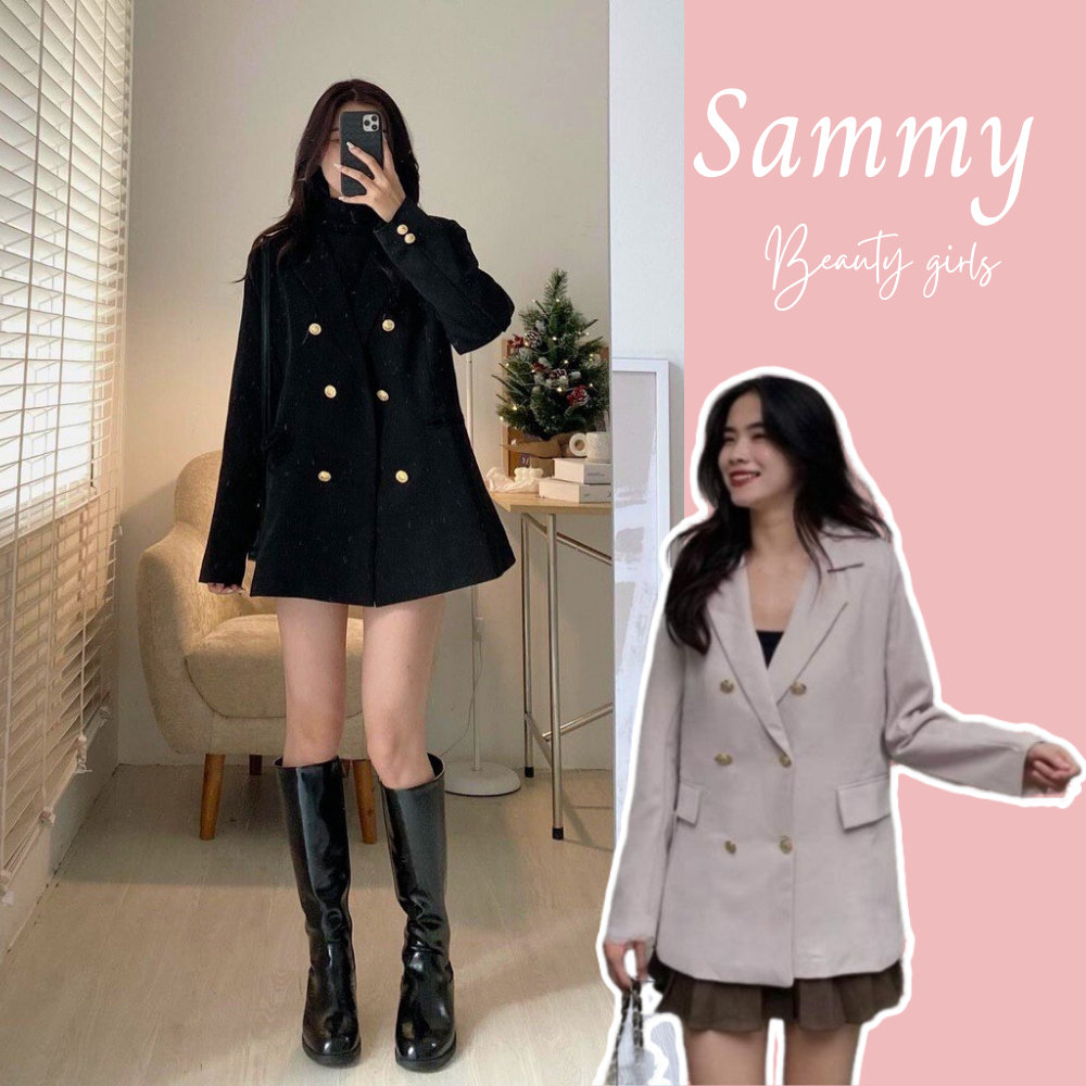 Áo blazer 6 khuy nữ hai lớp, cúc đồng có đệm vai siu tôn dáng nhé - mã Blazer085_P0K26