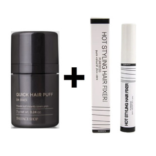 Combo Phấn che khuyết điểm tóc Quick Hair Puff + Gel chuốt tóc con Purebess Hot Styling Hair Fixer
