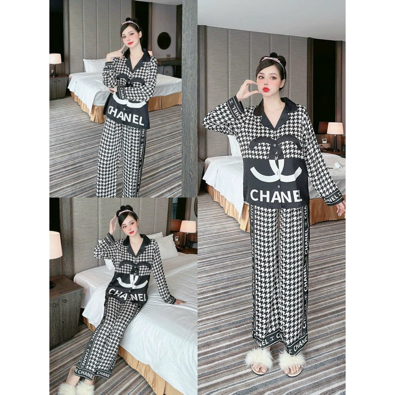 Pyjama tay dài quần dài chất lụa xước