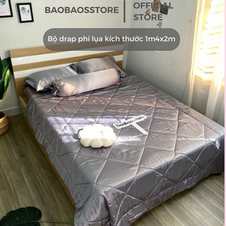 Bộ chăn ga gối nệm phi lụa cao cấp 1m4x2m mát mịn