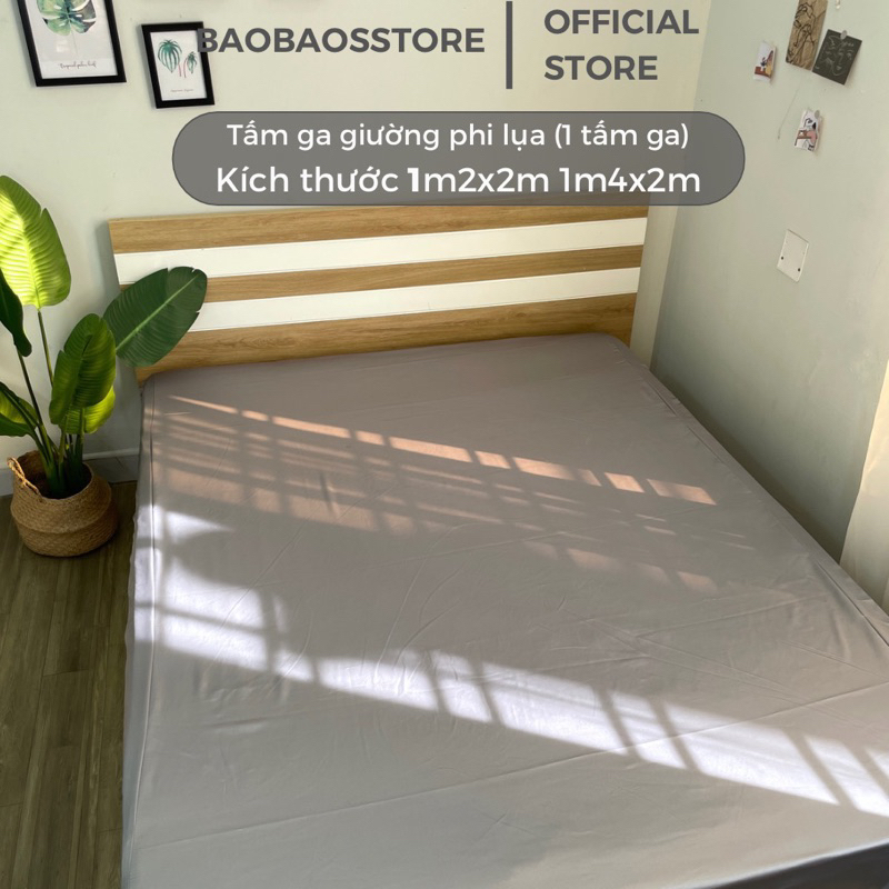 Ga giường phi lụa kích thước 1m2 1m4, drap giường phi lụa satin màu trơn 1m2x2m 1m4x2m mát lạnh, gra