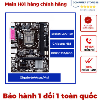  Main máy tính H81 bóc máy chính hãng Gigabyte Asus...tặng kèm chắn main + pin Cmos + Keo tản nhiệt 