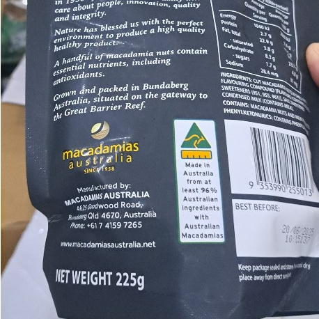 Hạt Macca Úc Cao cấp Happy Nut Vanilla - Bịch 225gr - Date 2025