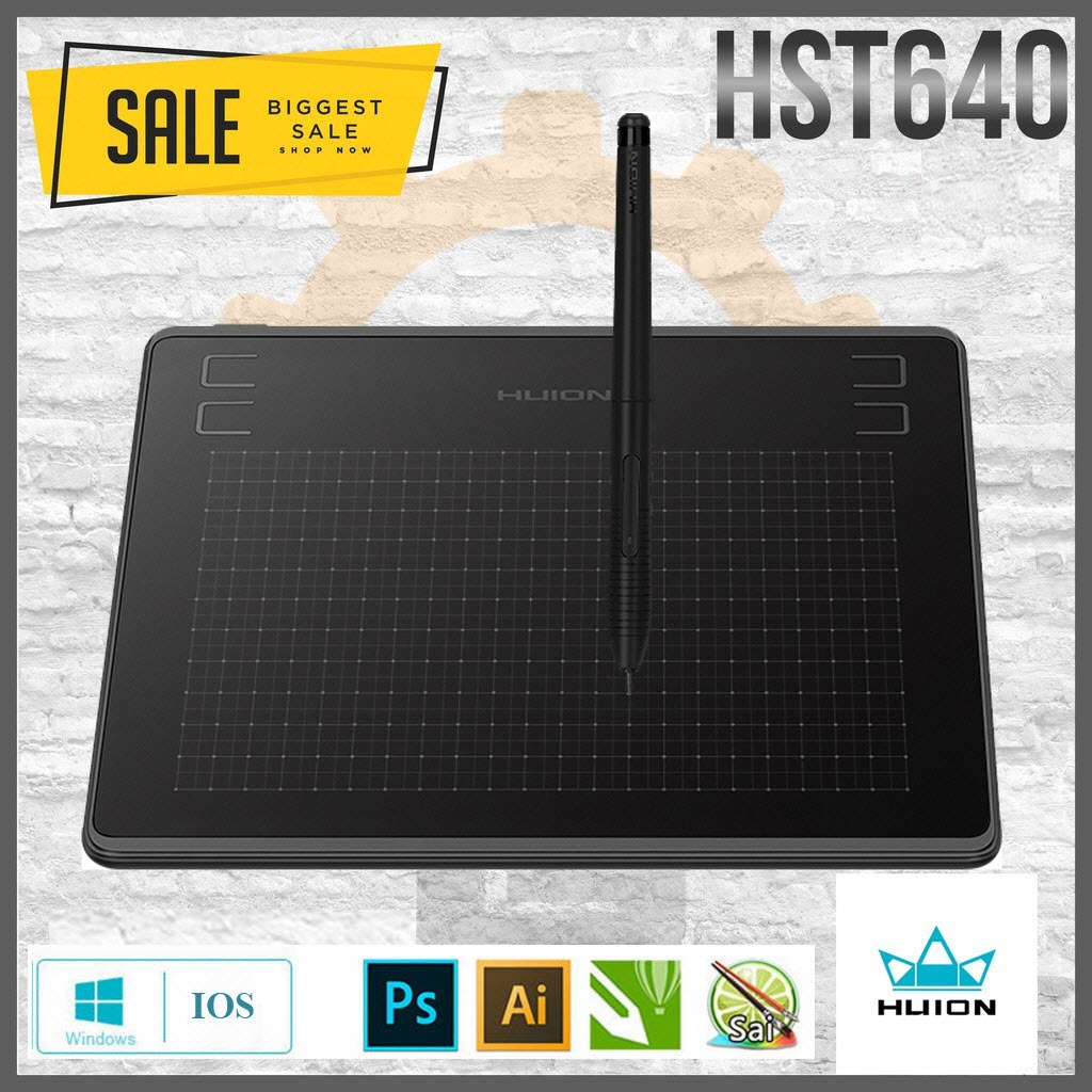 Bảng Vẽ Điện Tử Huion HST640/HS64 Dành Cho Người Mới Bắt Đầu. Bảng Vẽ Thiết Kế Đồ Họa Huion HST640 V
