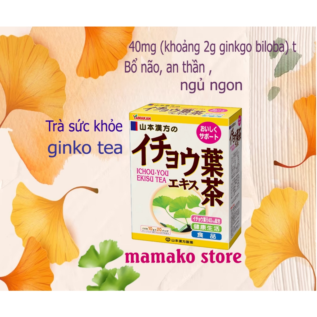 Trà túi lọc chiết xuất bạch quả Yaamamoto Kampo Pharmaceutical 10gX20 date 2025 hỗ trợ mát não nội địa nhật