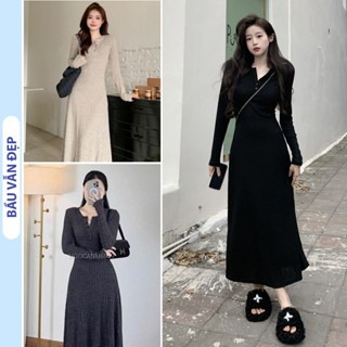  VÁY LEN TIỂU THƯ STYLE HÀN QUỐC DÁNG SUÔNG DÀI V666 CHO MẸ BẦU MẶC TRƯỚC VÀ SAU SINH - ĐẦM BẦU MAXI FREESIZE 