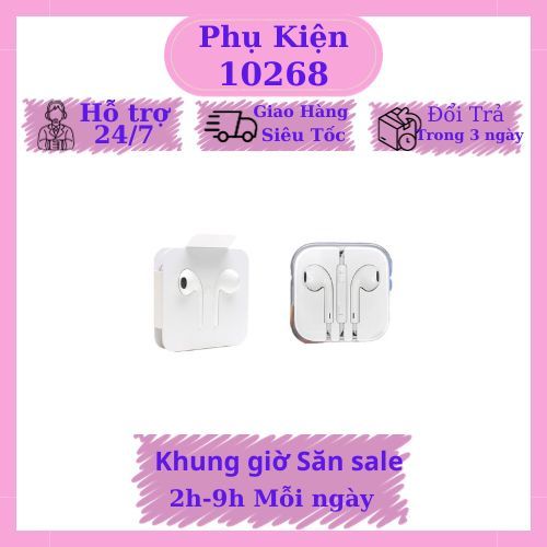 Tai nghe dây chân dẹp và chân tròn 3.5mm có mic cho các dòng từ 7s đến 14promax