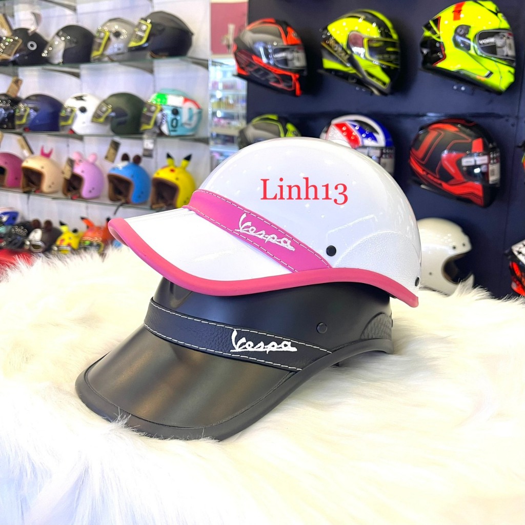 Nón Kết Bảo Hiểm Vespa Có Lỗ Cột Tóc Thời Trang Cho Nữ