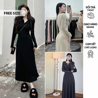 ĐẦM VÁY BẦU LEN MÙA ĐÔNG V0666 PHONG CÁCH HÀN QUỐC SANG CHẢNH - VÁY MAXI DÁNG SUÔNG DÀI CHO MẸ BẦU MẶC TRƯỚC VÀ SAU SINH