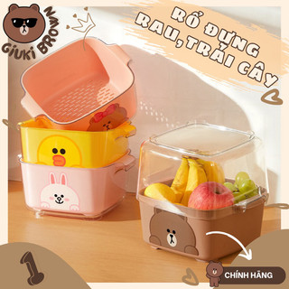Set rổ chậu rửa rau củ quả hai lớp bằng nhựa dễ thương