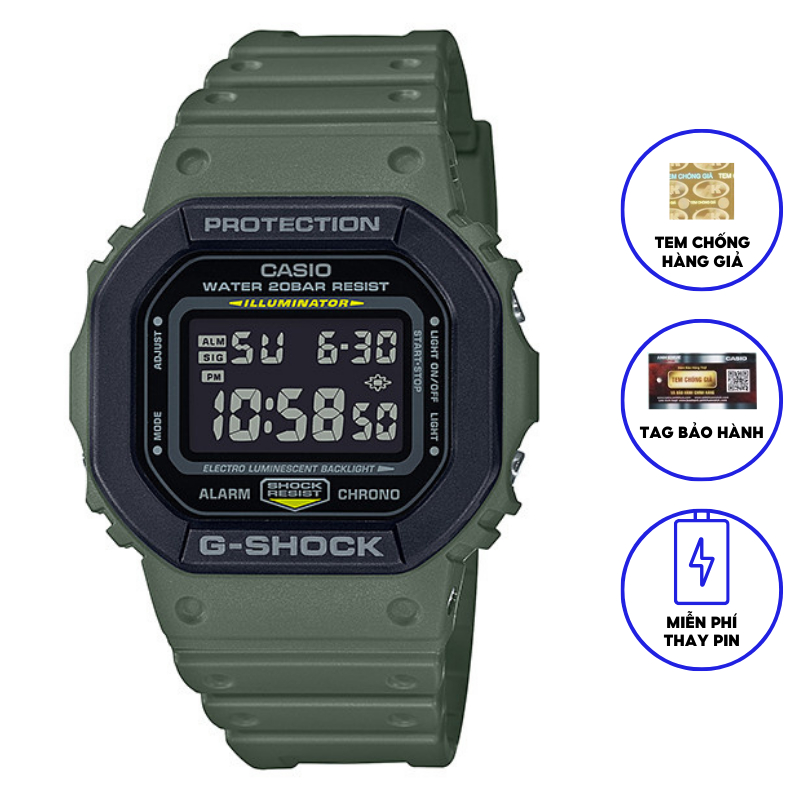 Đồng Hồ Casio Nam Dây Nhựa GSHOCK DW-5610SU-3DR Chính Hãng