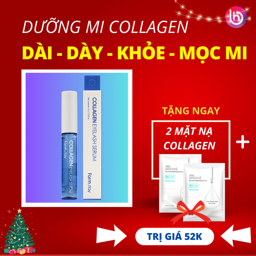 Tinh chất dưỡng mi, kích thích mọc và làm dài, dày mi Hàn Quốc Farmstay Collagen Eyelash Serum